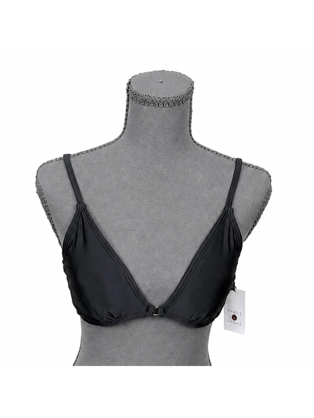 Shade & Shore Black Bikini Top with Gold Accents and Removable Pads (S)